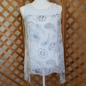 Marina Gigli Asymetrical Crochet Silk Sleeveless Tank Top Size S NWT